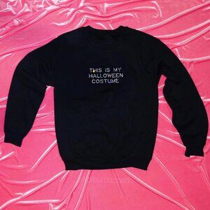 "This Is My Halloween Costume" Crystal Embellishment Black Crewneck